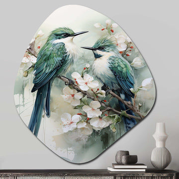 Bird Serenade Of Feathers I - Asymmetric Metal Wall Art